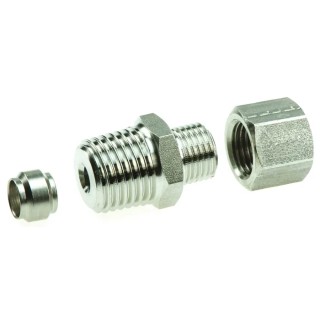 Legris Stainless Steel Straight Hexagon Coupler Pipe Fitting 1/4 in BSPT, 80 bar, 250°C, 316L - 1805 06 13