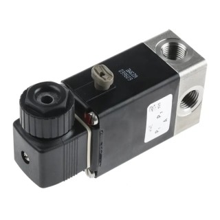 Burkert Solenoid Valve 3 Port NO/NC, Stainless Steel, 230V AC, 1/4 in, Model 021396
