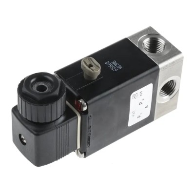 Burkert Solenoid Valve 3 Port NO/NC, Stainless Steel, 230V AC, 1/4 in, Model 021396