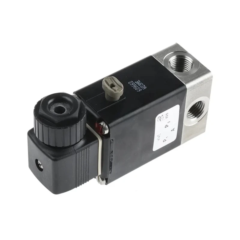 Burkert Solenoid Valve 3 Port NO/NC, Stainless Steel, 230V AC, 1/4 in, Model 021396