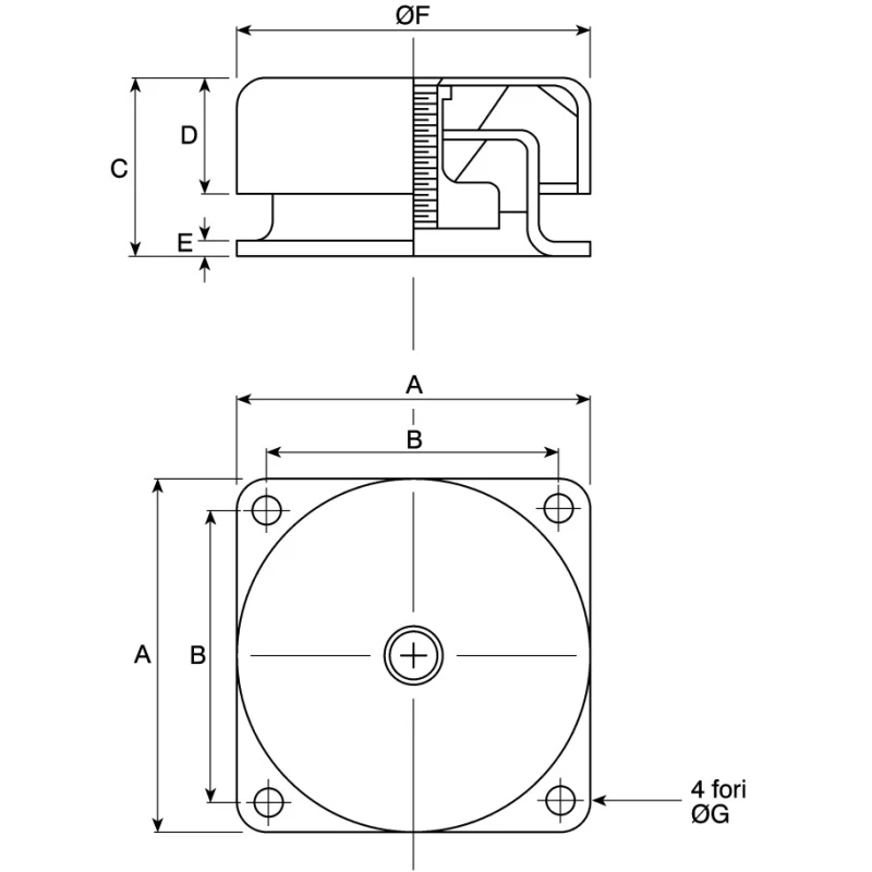 Fabreeka Cup Type Anti-Vibration Mount, Neoprene, M10 Thread, 200kg Load, 76mm OD, 38mm H VSC2-25-C-S-M10