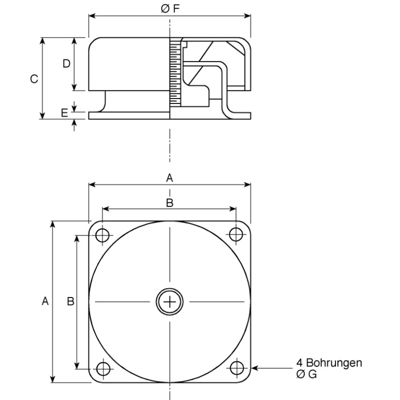 Fabreeka Cup Type Anti-Vibration Mount, Neoprene, M10 Thread, 200kg Load, 76mm OD, 38mm H VSC2-25-C-S-M10