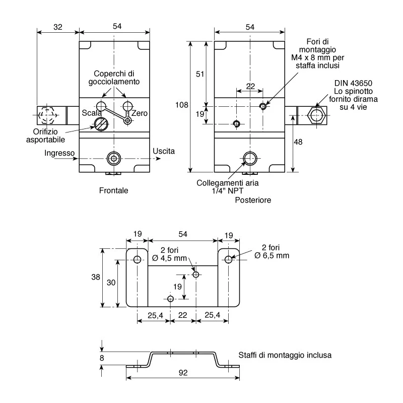 Watson Smith IP Converter NPT 1/4 Female, 0.85 L/min Flow Rate, 4–20 mA Input, 0.2–1 bar Output Pressure, IP65, Model 400100R
