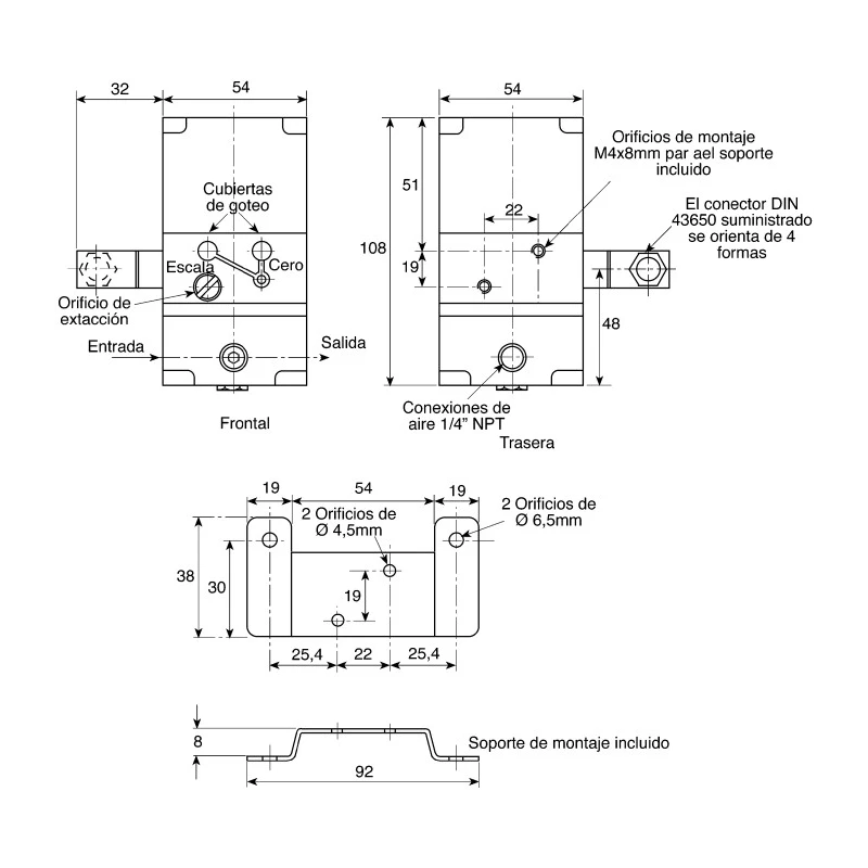 Watson Smith IP Converter NPT 1/4 Female, 0.85 L/min Flow Rate, 4–20 mA Input, 0.2–1 bar Output Pressure, IP65, Model 400100R