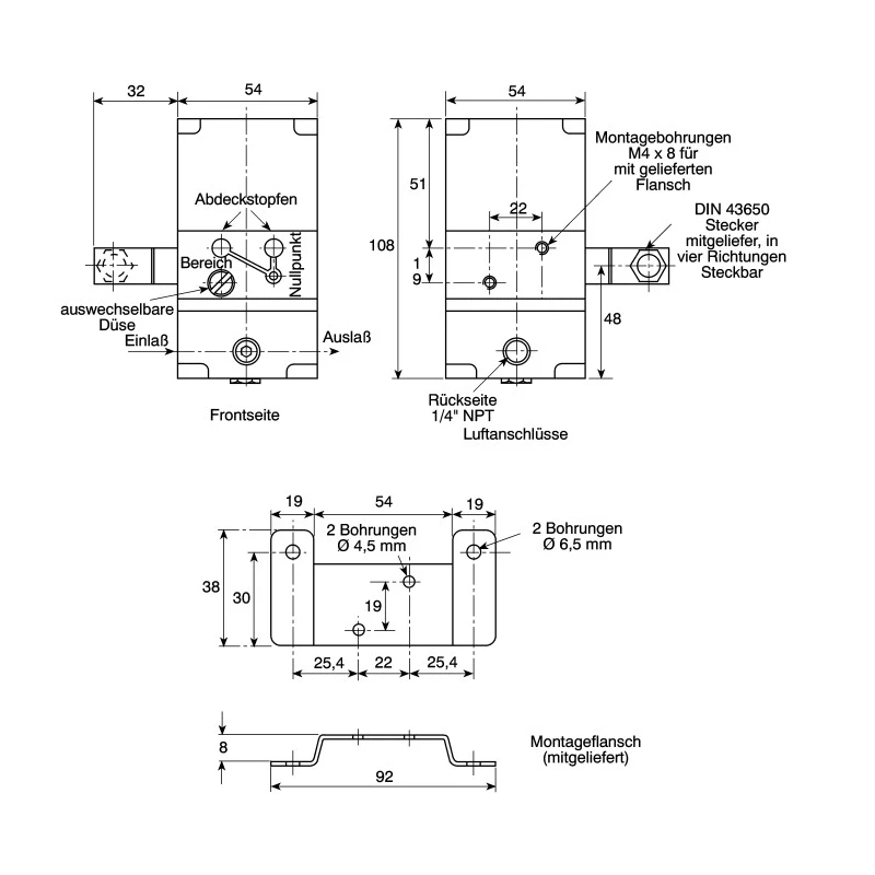 Watson Smith IP Converter NPT 1/4 Female, 0.85 L/min Flow Rate, 4–20 mA Input, 0.2–1 bar Output Pressure, IP65, Model 400100R