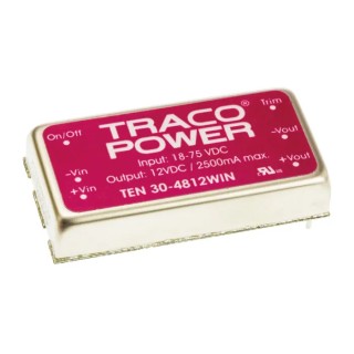 TRACOPOWER DC/DC Converter 12V DC Output, 2.5A, 18–75V DC Input, 30W PCB Mount, Shielded, -40 to 75°C TEN 30-4812WIN