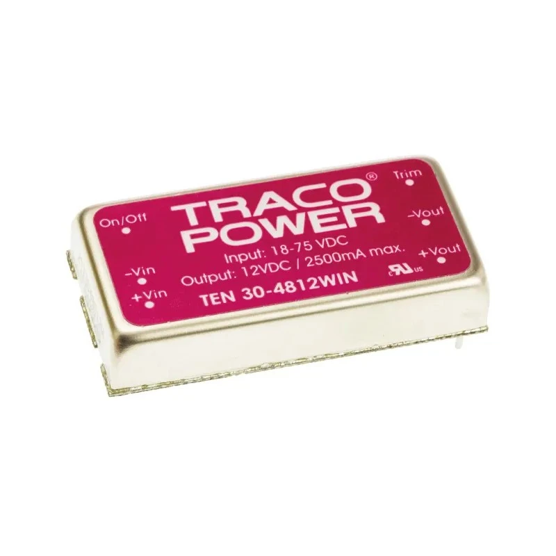 TRACOPOWER DC/DC Converter 12V DC Output, 2.5A, 18–75V DC Input, 30W PCB Mount, Shielded, -40 to 75°C TEN 30-4812WIN