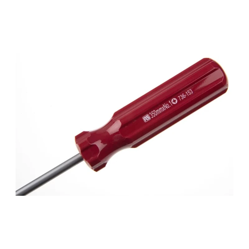 RS PRO Standard Pozidriv Screwdriver PZ1 Tip 350 mm Blade Cellulose Acetate Handle Chrome Vanadium Steel 736-153
