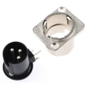 Neutrik Panel XLR Connector Right Angle 50V 6A 3 Way Male Silver over Nickel Plating NC3MD-H