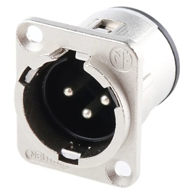 Neutrik Through Hole XLR Connector, Straight, 50V, Male, 3 Way, Silver over Nickel Plating NC3MD-V