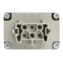 EPIC Heavy Duty Power Connector Module, 16A, H-BE Series, Female, 6 Contacts, 600V, Cable Mount, IP65, Copper 10191000