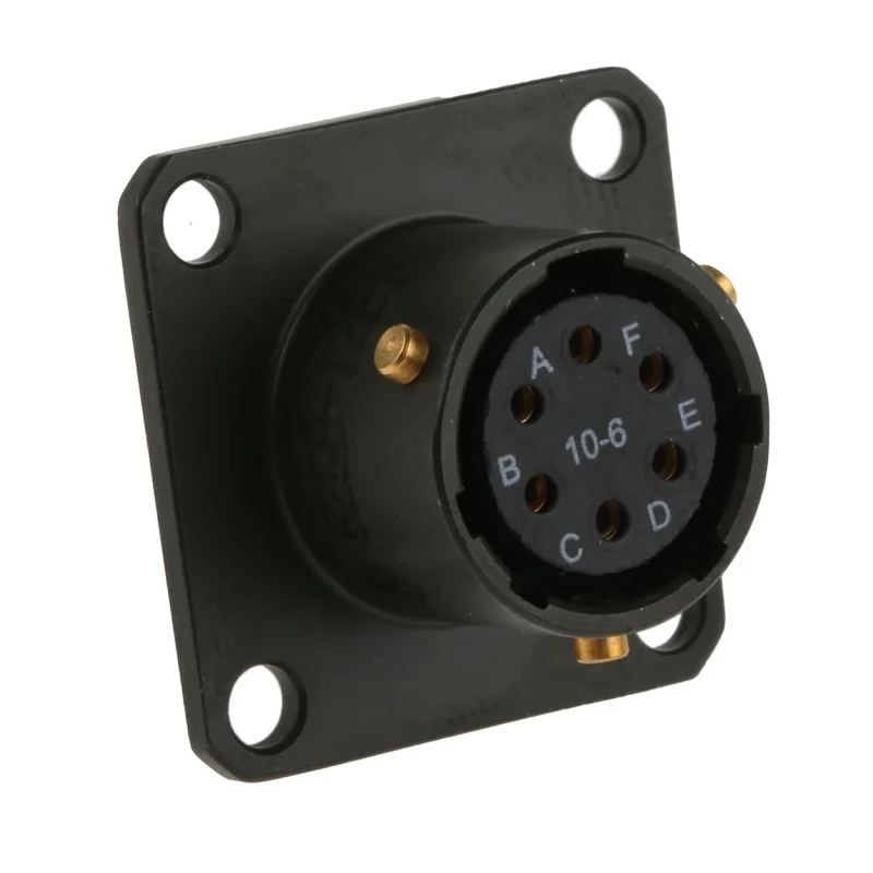 Amphenol Limited MIL Spec Circular Connector, 6 Contacts, Box Mount, Bayonet Lock, Female, Copper Tin, Olive, 62GB-12E10-06SN