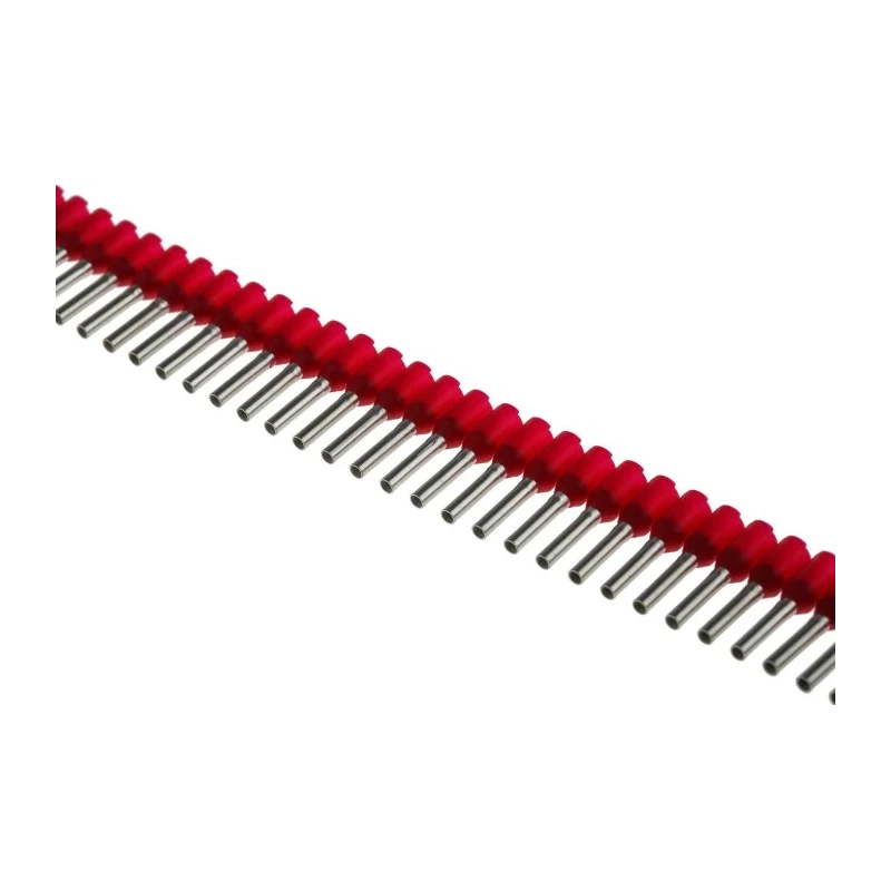 TE Connectivity Insulated Crimp Bootlace Ferrule, Red, 8 mm Pin Length, 1.4 mm Pin Diameter, 14 mm Overall Length 9021950000