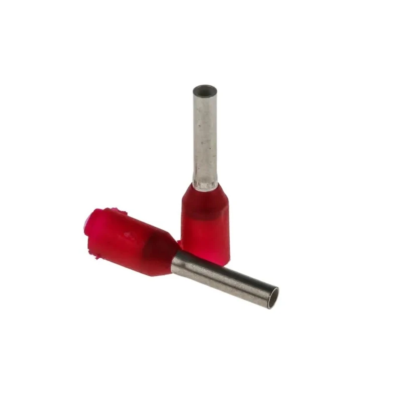 TE Connectivity Insulated Crimp Bootlace Ferrule, Red, 8 mm Pin Length, 1.4 mm Pin Diameter, 14 mm Overall Length 9021950000