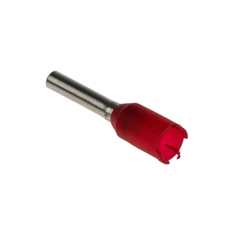TE Connectivity Insulated Crimp Bootlace Ferrule, Red, 8 mm Pin Length, 1.4 mm Pin Diameter, 14 mm Overall Length 9021950000