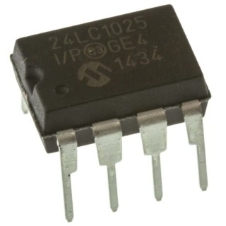 Microchip 24LC1025-I/P 1 MB Serial EEPROM, 900 ns Access, 8-Pin PDIP, Serial-I2C