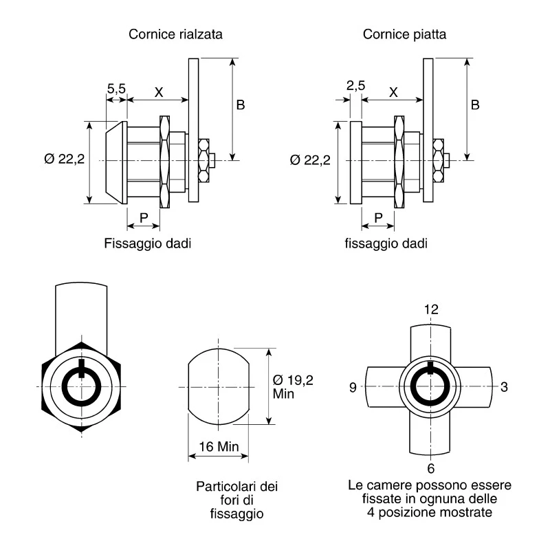 Euro-Locks a Lowe & Fletcher group Company Raised Bezel Tumbler Lock , Key Unlock, Panel-to-Tongue Depth 18mm 4303-0100BA