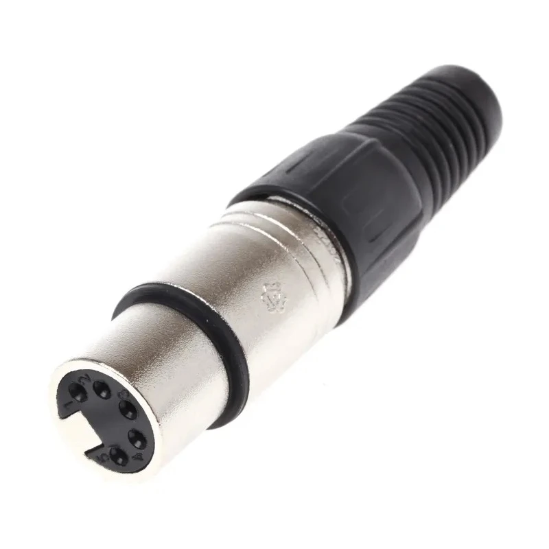RS PRO XLR Connector Straight Cable Mount 250V AC Female 5 Way Silver Plated Zinc Housing 7.5A 457-964