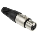 RS PRO XLR Cable Connector, Female, Straight, 250V AC, 16A, 3 Way, Silver Plated, Zinc Housing 458-024