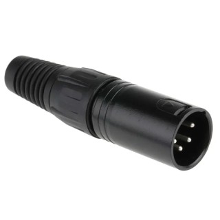 RS PRO XLR Cable Connector 4 Way, Male, 250V AC, 10A, Straight, Silver Plated, Zinc Body 457-869