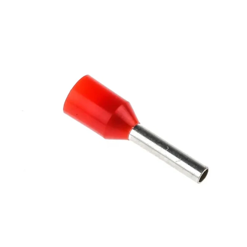 RS PRO Insulated Crimp Bootlace Ferrule, Red, Nylon, 8.0 mm Pin Length, 1.7 mm Pin Diameter, 18 AWG, Pack of 10 458-702