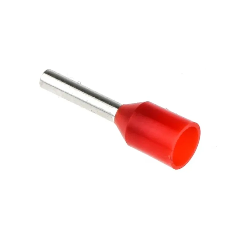 RS PRO Insulated Crimp Bootlace Ferrule, Red, Nylon, 8.0 mm Pin Length, 1.7 mm Pin Diameter, 18 AWG, Pack of 10 458-702