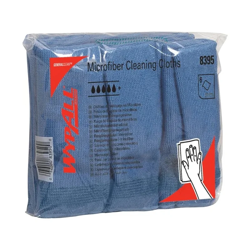 WYPALL Microfibre Cleaning Cloths Blue, 400 x 400 mm, Repeat Use, Box of 6 – 8395
