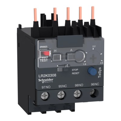 Schneider Electric TeSys Thermal Overload Relay, 1.8–2.6A, 1 NO/1 NC, 2W, 250V DC, 690V AC, LR2K0308