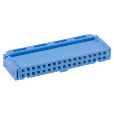 TE Connectivity 34-Way IDC Connector Female for Cable 2 Row 2-1658527-8, 250V, 1A, Right Angle, Gold over Nickel Contacts