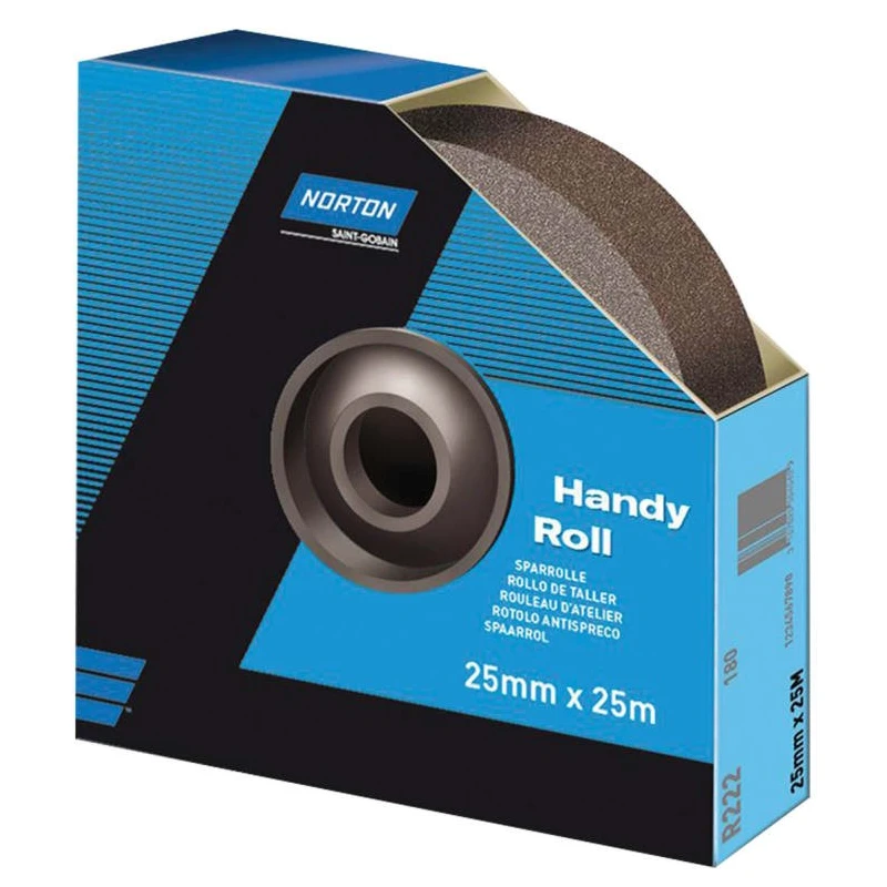 Norton Abrasive Paper Roll, 25 m Length, 25 mm Width, P40 Coarse Grit Aluminium Oxide, 63642531849