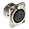 Neutrik Female Panel XLR Connector, 5 Contacts, 50V, 7.5A, Gold over Nickel Plated, Solder, Straight, NC5FD-L-1