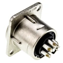 Neutrik Female Panel XLR Connector, 5 Contacts, 50V, 7.5A, Gold over Nickel Plated, Solder, Straight, NC5FD-L-1