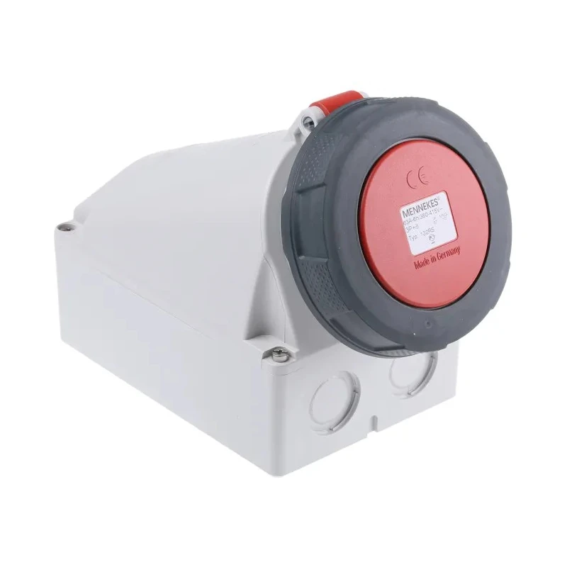 MENNEKES Industrial Power Connector Wall Mount Receptacle 4-Pole 63A 40V IP67 Red 