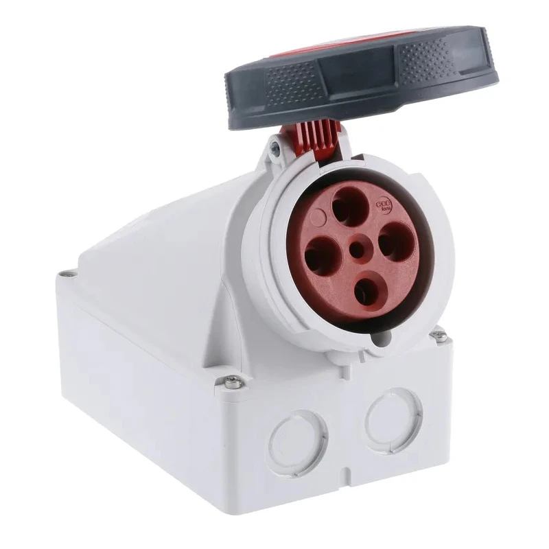MENNEKES Industrial Power Connector Wall Mount Receptacle 4-Pole 63A 40V IP67 Red 