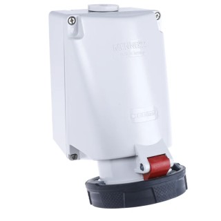 MENNEKES Wall Mount Industrial Power Receptacle 63A 40V 5-Pole IP67 Red 
