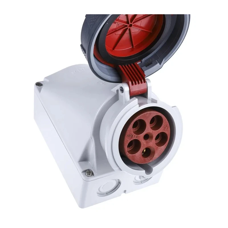 MENNEKES Wall Mount Industrial Power Receptacle 63A 40V 5-Pole IP67 Red 