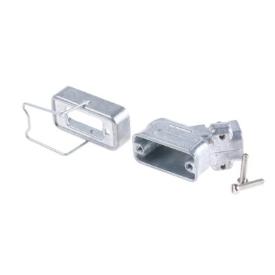 Cinch Solid Die Cast Right Angle D-Sub Backshell, 9 Way, Strain Relief, Silver, RK000250000EL00