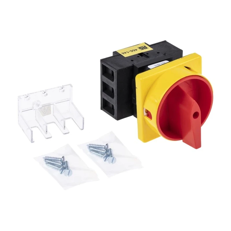 RS PRO 3-Pole Panel Mount Isolator Switch IP65 25A 11kW, Red Handle, Screw Terminal, Model IP65