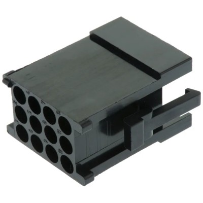 ITT Cannon Trident Male Connector Housing, 12 Way, 5.08 mm Pitch, 3 Row Straight, Snap-in Nylon, TST12PA00 / 192923-5940