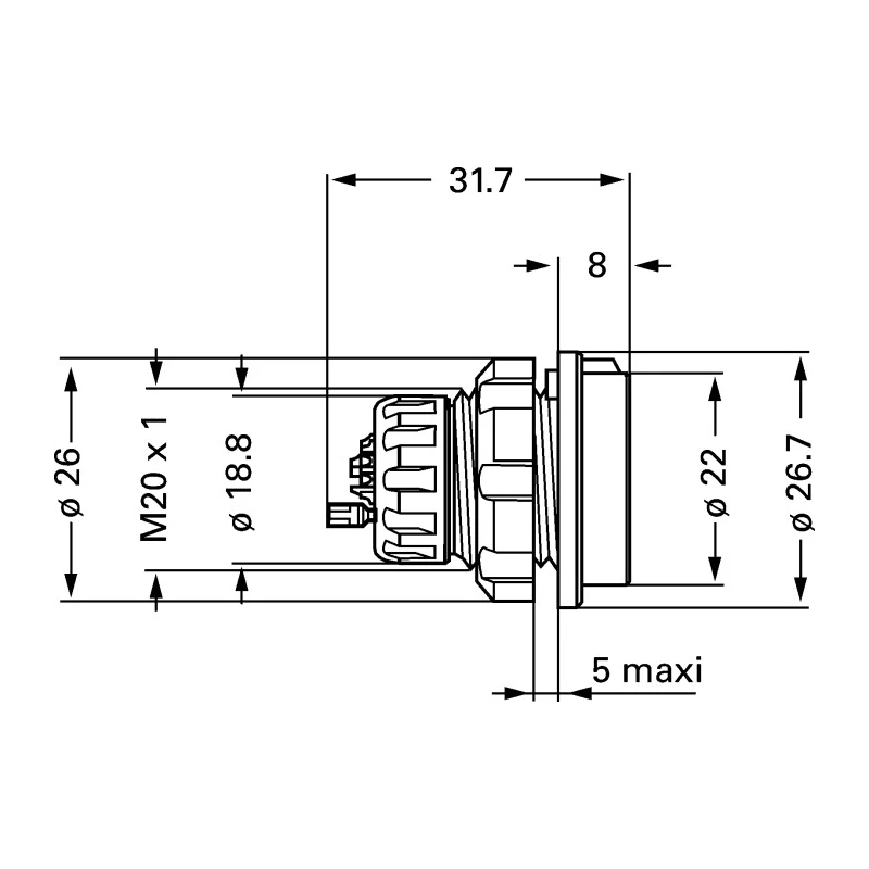LEMO Circular Connector 11 Contacts Panel Mount M20 Plug Female IP50 Redel P Series EGG.3P.310.PLWG