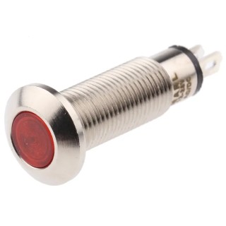 Marl Panel Mount LED Indicator Red, 8.1 mm, IP67, 12–28V DC, Solder Tab, 600 mcd 537-501-63