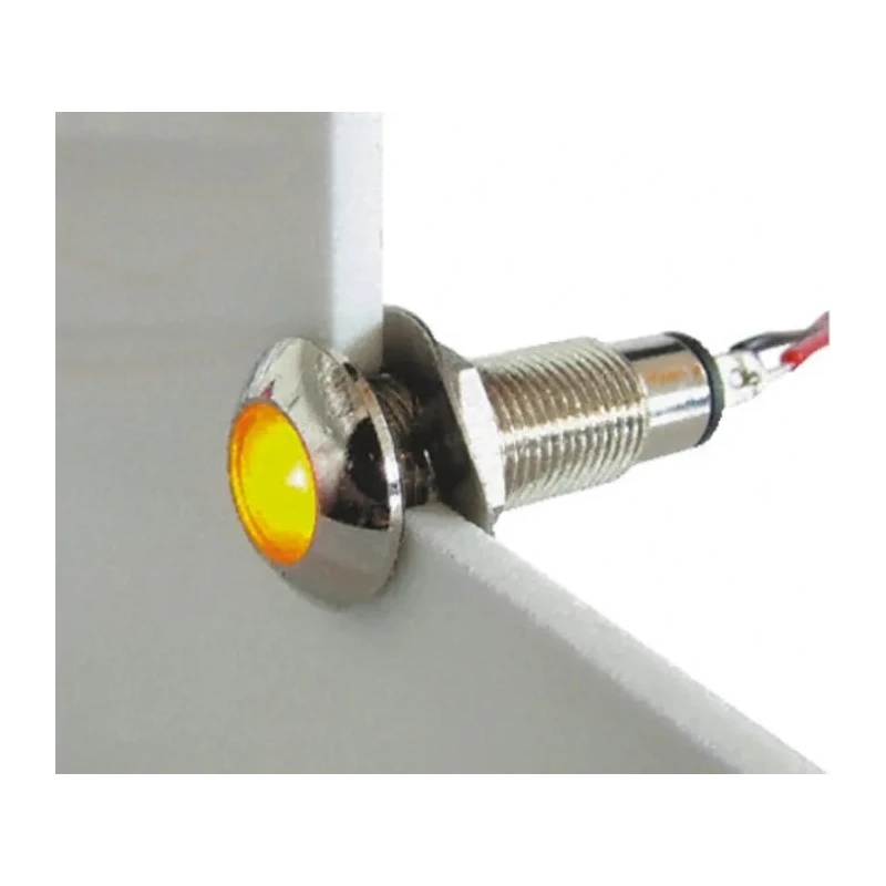 Marl Panel Mount LED Indicator Yellow 537-521-63, 16mA, 8.1mm Mount, IP67, Solder Tab, 12–28V DC