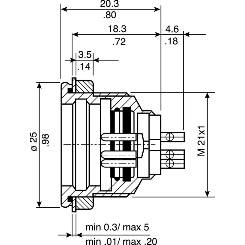 binder 09-4843-00-19 Circular Connector 19 Contacts Panel Mount Miniature Socket Male IP67 3A 60V 440 Series