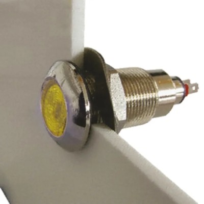Marl Yellow LED Panel Mount Indicator 28V DC, 12.7 mm Mount Hole, Solder Tab, IP67, 531-521-63