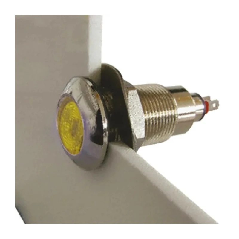 Marl Yellow LED Panel Mount Indicator 28V DC, 12.7 mm Mount Hole, Solder Tab, IP67, 531-521-63