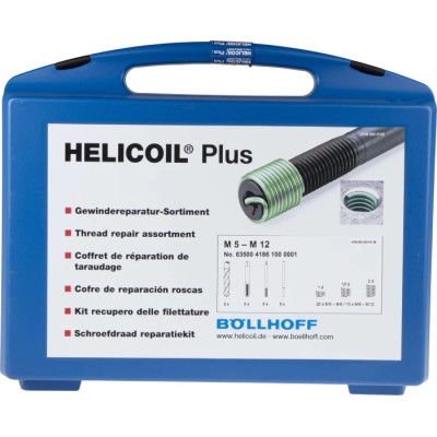 Böllhoff Thread Repair Kit 230 Pieces HELICOIL Plus M5–M12 DIN 65536/EN 2944/ DIN 8140/ LN 9490/ LN 9039 41861000001
