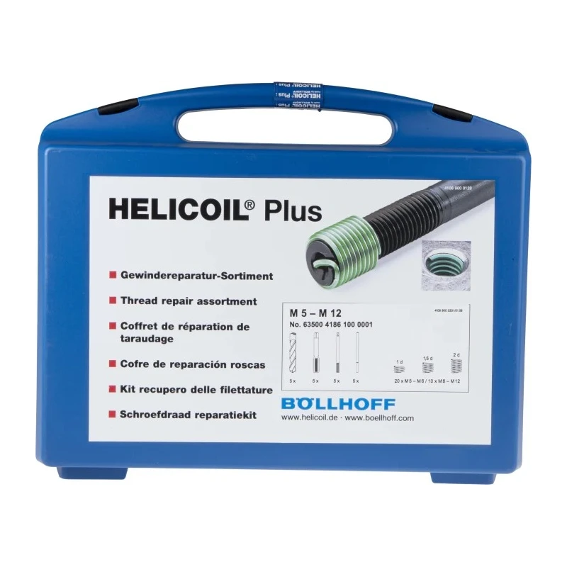 Böllhoff Thread Repair Kit 230 Pieces HELICOIL Plus M5–M12 DIN 65536/EN 2944/ DIN 8140/ LN 9490/ LN 9039 41861000001