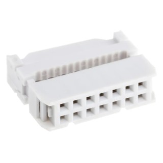 RS PRO 14-Way IDC Connector Female, 2 Row, Cable Mount, 1A, 500V, Pitch 2.54mm, Shrouded, Straight, Brass Contacts, 471-193