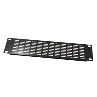 S2CEB Black Steel Ventilated Rack Panel , 2U, 483mm Length, 88mm Width, Epoxy-Coated, Strengthened Collar