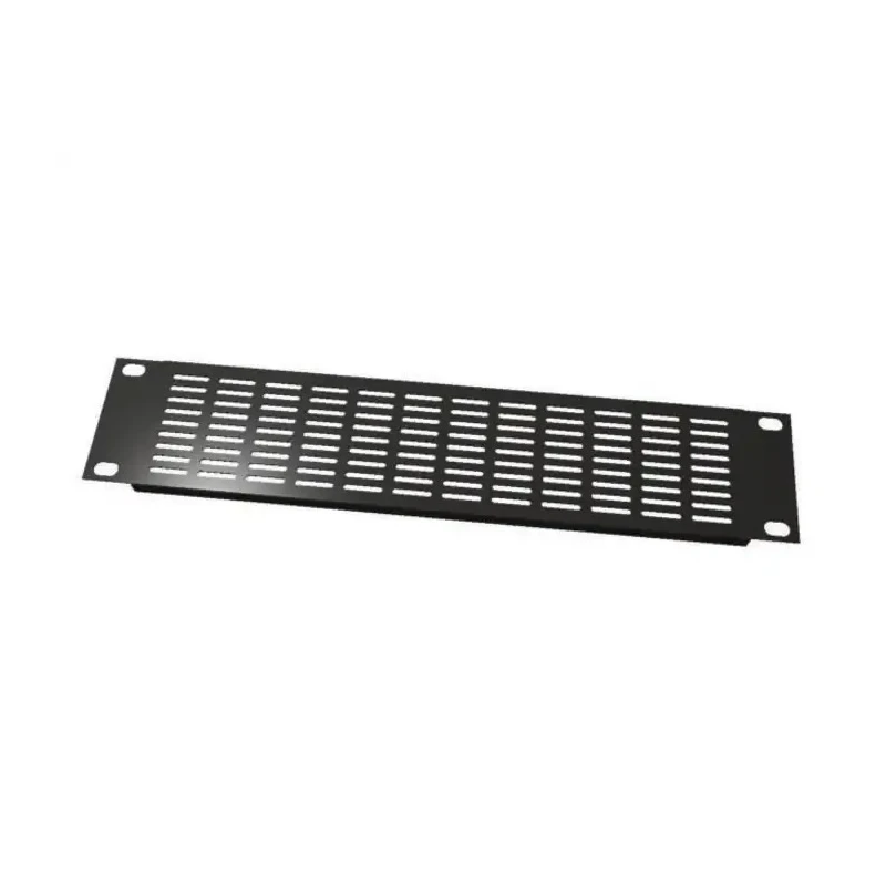 S2CEB Black Steel Ventilated Rack Panel , 2U, 483mm Length, 88mm Width, Epoxy-Coated, Strengthened Collar